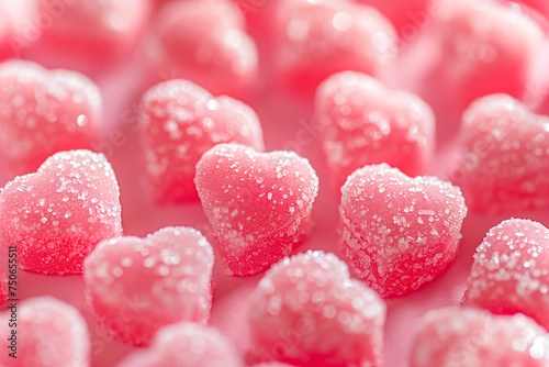 Closeup of pink jelly hearts