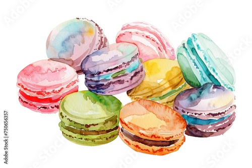 Macarons water color style,isolate on white,Clip art © nithikarn