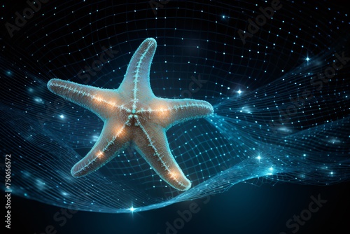 Starfish with a shining mesh design highlighting marine wildlife conservation in digital form