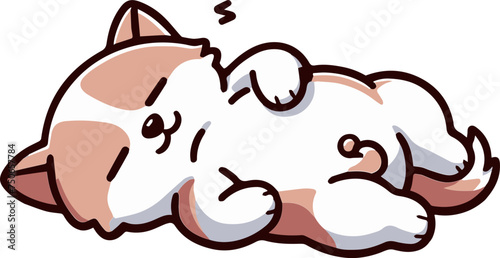 A heartwarming illustration of a relaxed cartoon kitten deep in sleep with gentle "Zzz" above, symbolizing peaceful rest.