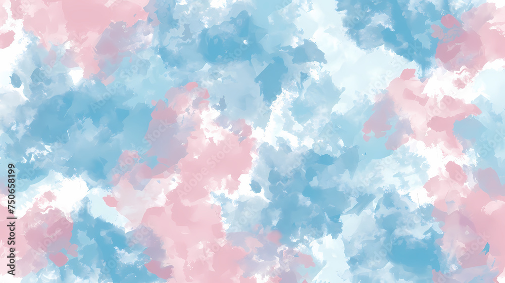 Abstract Watercolor Painting in Shades of Blue and Pink