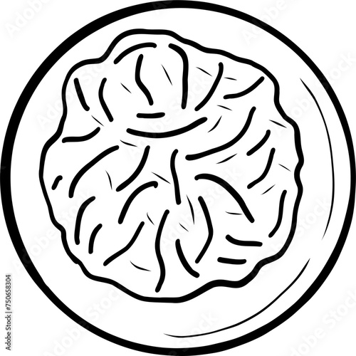 Cabbage salad. Ukrainian food. Hand drawn vector flat illustration.