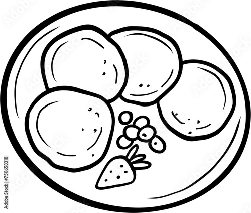 Cottage pancakes. Ukrainian food. Hand drawn vector flat illustration.