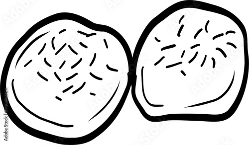 Garlic bread. Ukrainian food. Hand drawn vector flat illustration.