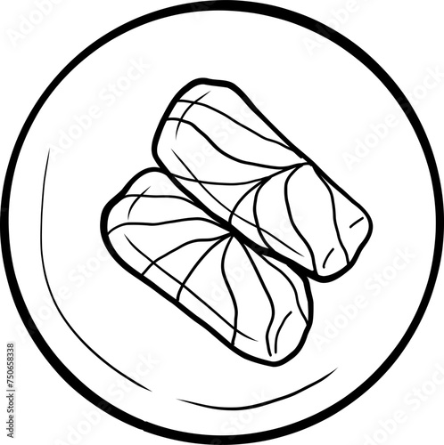 Cabbage rolls. Ukrainian food. Hand drawn vector flat illustration.