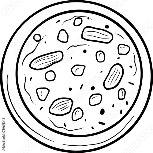 Chicken dumplings soup. Ukrainian food. Hand drawn vector flat illustration.