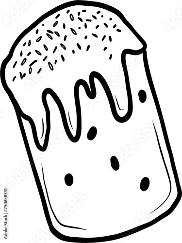 Easter bread. Ukrainian food. Hand drawn vector flat illustration.