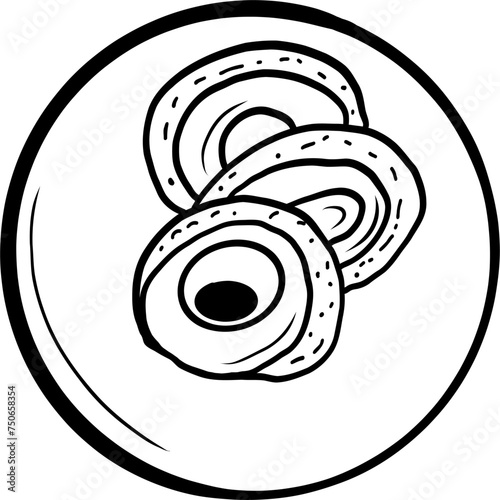 Chicken roulade. Ukrainian food. Hand drawn vector flat illustration.