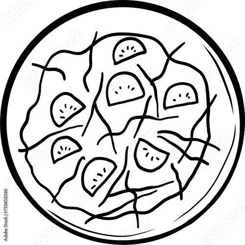 Cucumber salad. Ukrainian food. Hand drawn vector flat illustration.
