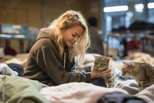 Woman volunteering at an animal shelter her compassion making a difference in the lives of forgotten pets