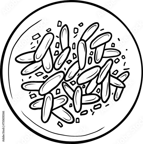 Halushki dumplings. Ukrainian food. Hand drawn vector flat illustration.