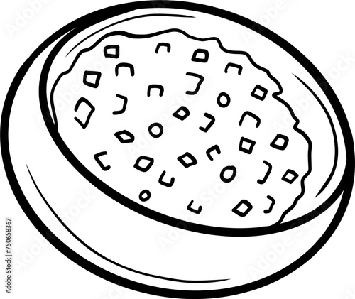 Potato salad olivie. Ukrainian food. Hand drawn vector flat illustration.
