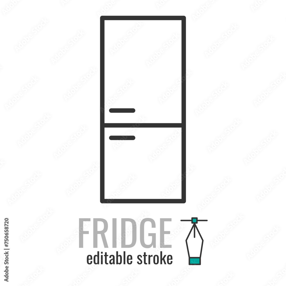 Fridge line icon.Refrigerator symbol.Technology, electronic and equipment pictogram.Freezer cold sign. Vector graphics illustration EPS 10. Editable stroke Fridge line icon.Refrigerator symbol.Technology, electronic and equipment pictogram.Freezer cold sign. Vector graphics illustration EPS 10. Editable stroke