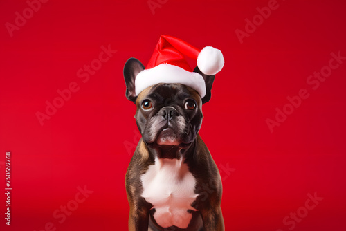 Christmas-ready puppy against a festive background. © ShadowHero