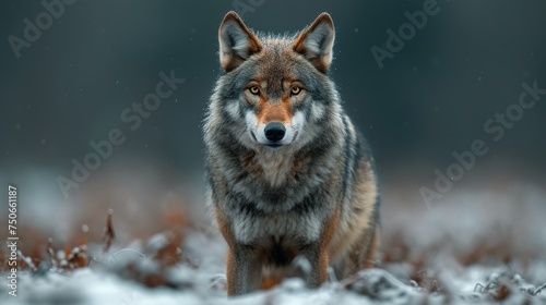 wolf in forest landscape view of wildlife in autumn  wild animal