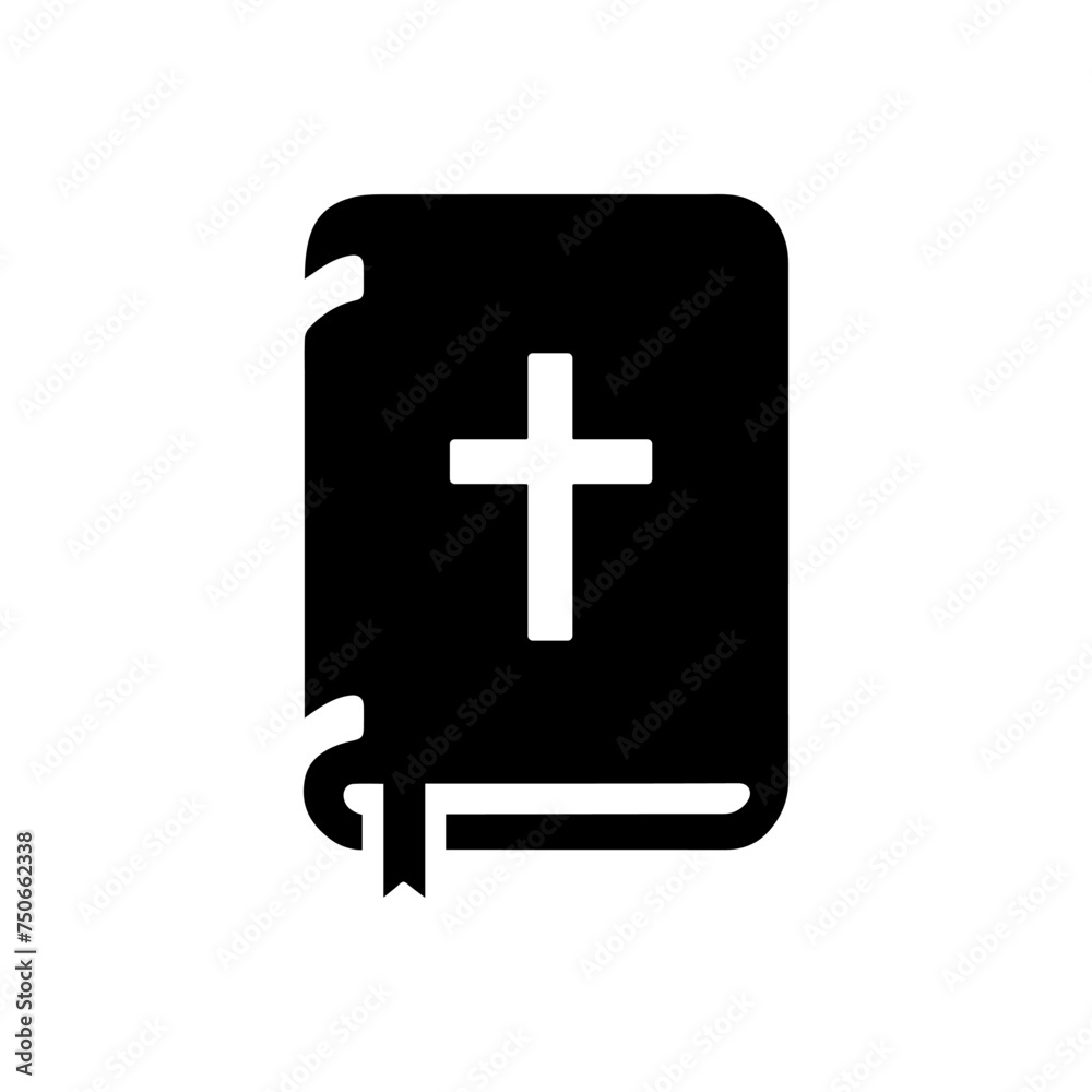 Bible icon. Black and white silhouette of a holy Bible. Religious symbol. Bible icon. Black and white silhouette of a holy Bible. Religious symbol.