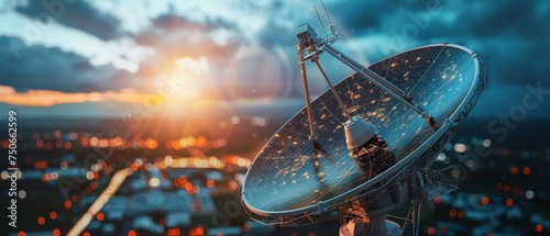Satellite dish network, global broadcasting technology photo