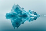 Icy blue icebergs floating in a glacial lagoon, cold beauty, stark contrast