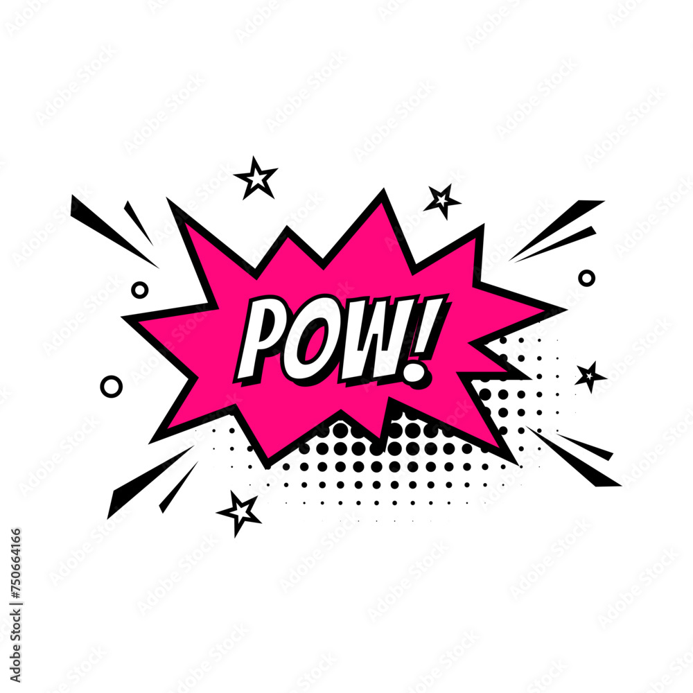 Comic speech bubble with text Pow isolated on white background. Cartoon style. Comic speech bubble with text Pow isolated on white background. Cartoon style.