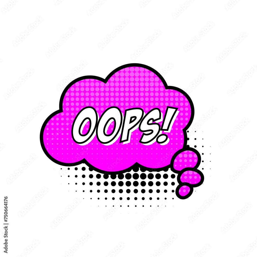 Comic speech bubble with text Oops isolated on white background. Cartoon style. Comic speech bubble with text Oops isolated on white background. Cartoon style.