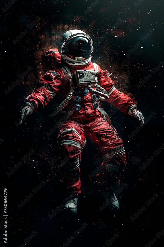 Lone astronaut drifting and floating in space. Lone astronaut drifting and floating in space.