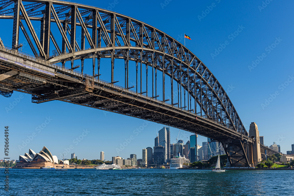 Harbour Bridge against skyline of Sydney, Australia