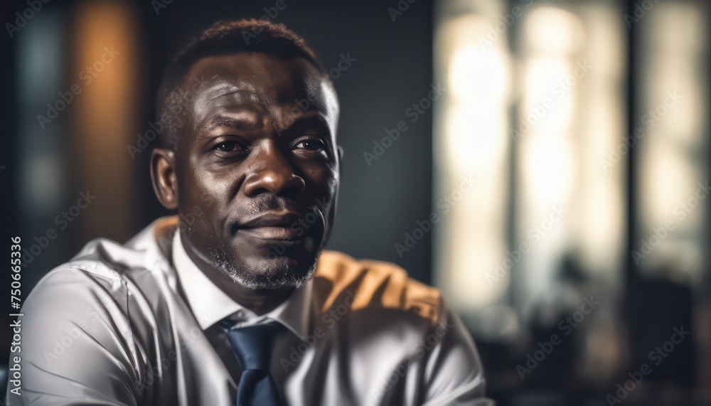 Thoughtful businessman contemplating in office Thoughtful businessman contemplating in office