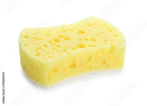 One new yellow sponge isolated on white