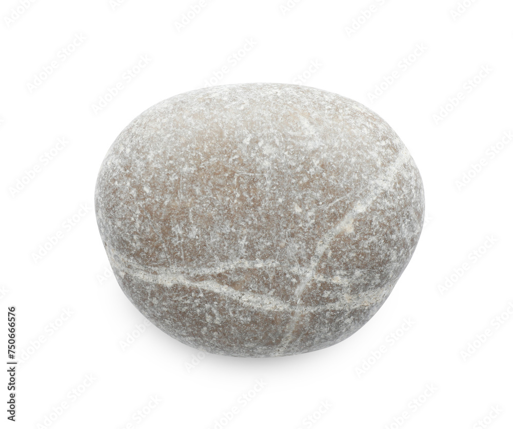 One grey stone isolated on white, top view One grey stone isolated on white, top view