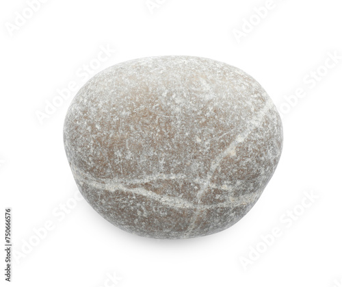 One grey stone isolated on white, top view © New Africa