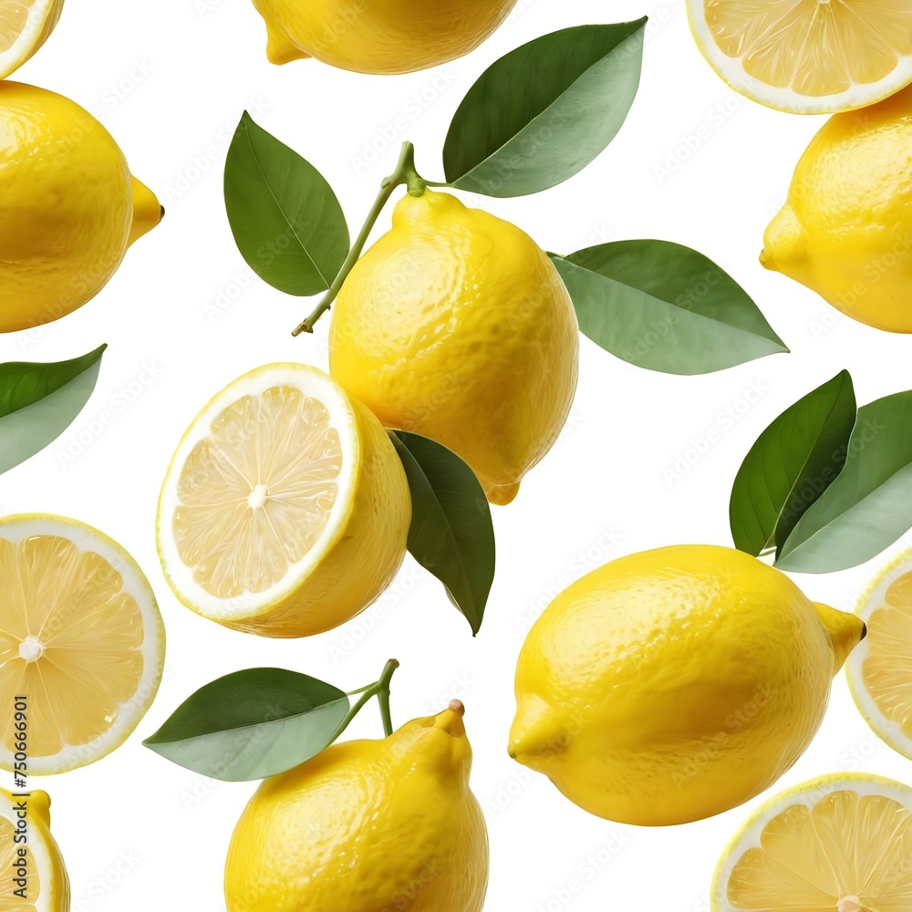 Fresh Lemon and Half Slice With Leaf on a Clean White Surface Fresh Lemon and Half Slice With Leaf on a Clean White Surface