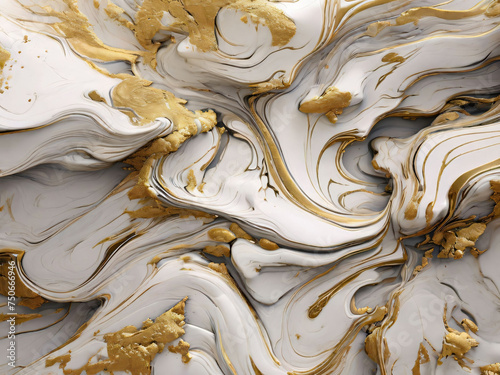Abstract Marble texture. Fractal digital Art Background. High Resolution. White marble with gold veins. Can be used for background or wallpaper