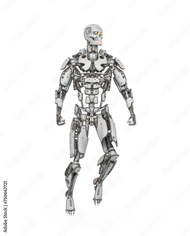 mega cyborg is floating and ready for action in white background mega cyborg is floating and ready for action in white background