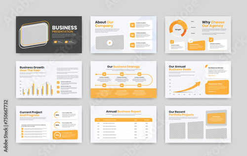 Corporate business overview and data presentation modern slider layout design