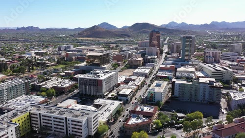 Tucson, Arizona, USA - May 28, 2022: Afternoon sun shines on the urban core of downtown Tucson.