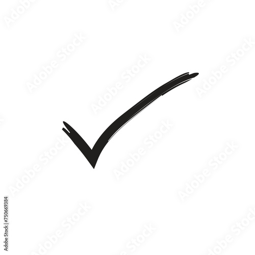 Check mark transparent background or isolated on white. Black symbol for your design. Vector illustration, easy to edit.