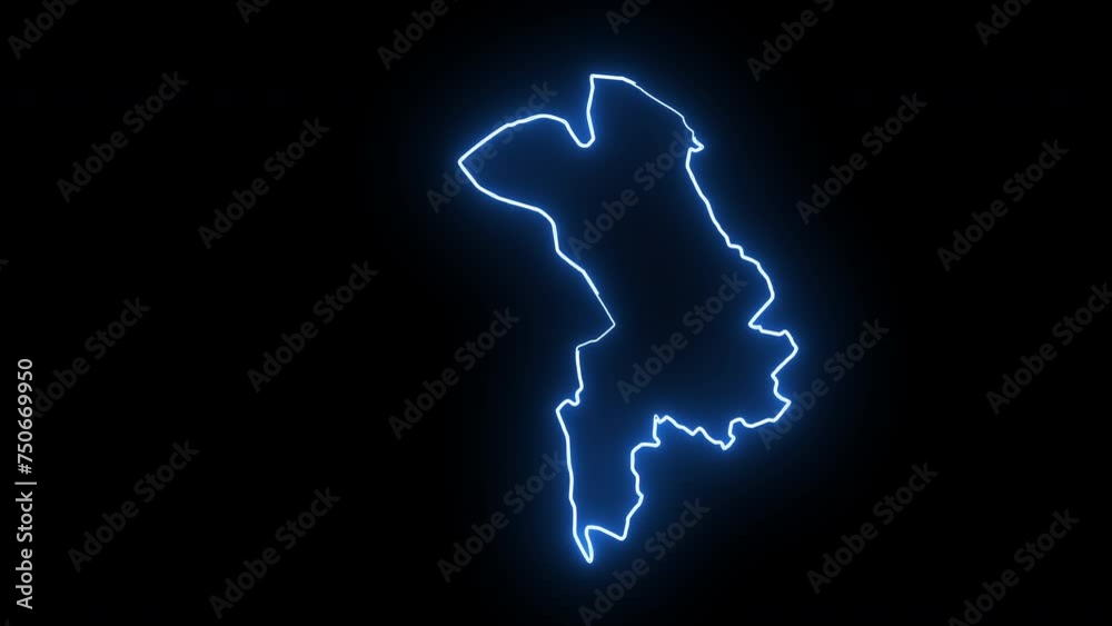 map of Halabja in iraq with glowing neon effect