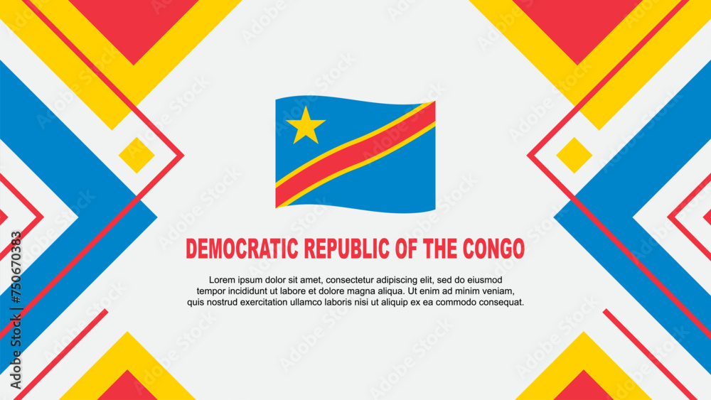Democratic Republic Of The Congo Flag Abstract Background Design Template. Democratic Republic Of The Congo Independence Day Banner Wallpaper Vector Illustration. Independence Day