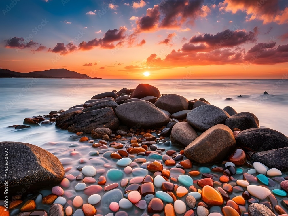 Obraz premium natural sea colorful stones wallpaper background