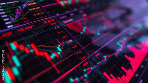 Stock trading, crypto currency background.The business plan at the meeting and analyze financial numbers to view the performance of the company.