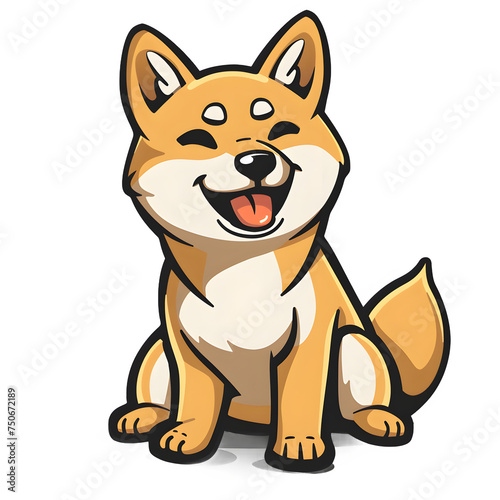 flat logo vector cute shiba dog cartoon vector icon illustration on a transparent background.