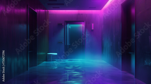 Architectural Visualisation Desktop Background Purple to Teal, Cyberpunk