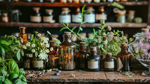 Homeopathic shop with herbs and tinctures. Immerse yourself in the world of natural medicine as you explore our shop, brimming with herbs and tinctures for your health.
