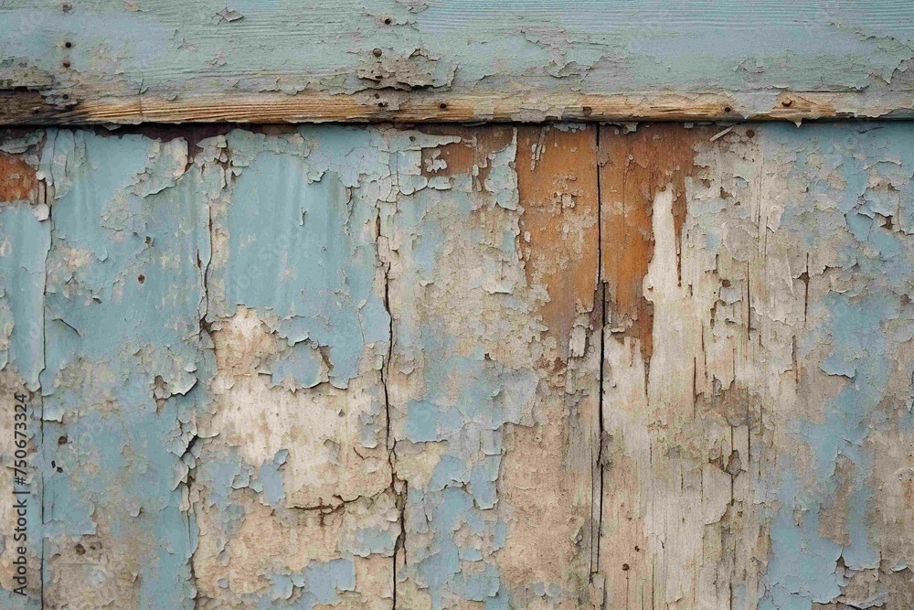 Peeling paint on an old wooden door Peeling paint on an old wooden door
