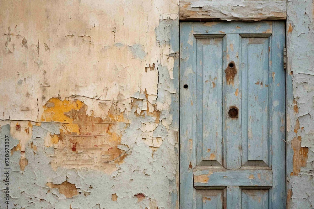Peeling paint on an old wooden door Peeling paint on an old wooden door