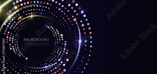 futuristic background circle dotted with line light cinematic, perfect with wallpaper device, website, banner or template ppt