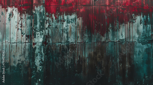 Abstract Red and Black Paint Streaks on Textured Surface