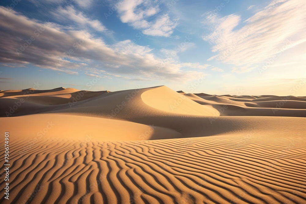 Pristine sand dunes in early morning light
