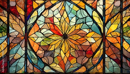 Bright multicolored stained glass window abstract
