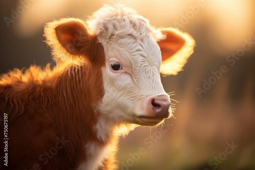 Profile shot of a little cow with long, fluttering eyelashes photo